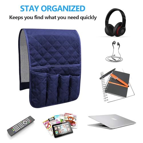 Armchair Caddy for Recliner, Non Slip Sofa Arm Organizer, Deep Blue - color: Deep Blue