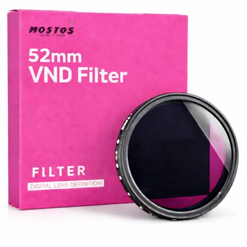 MOSTOS® - Variable ND Filter ND2 to ND400 (1–9 Stop) Adjustable Neutral Density Filter for DSLR & Mirrorless Cameras (52mm VND Filter) - size: 52mm VND Filter