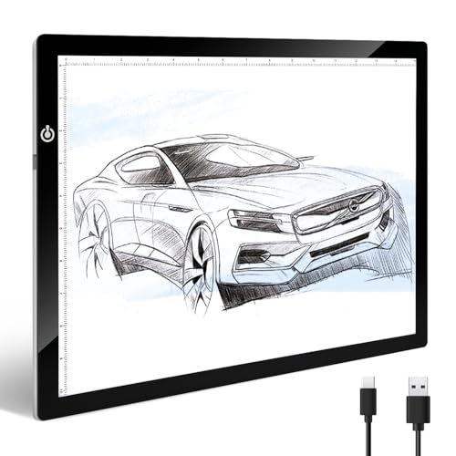 KIVOTAC A3 Tracing Light up Box,LED Light Pad Ultra-Thin USB Powered Brightness Dimmable LED Tracing Board for Drawing, Weeding Vinyl, Diamond Art, Sketching and Animation - size: A3 USB Powered