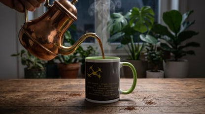 3dRose Black & Yellow Drone with DIY Accelerometer 15oz Two-Tone Green Mug - color: Green, size: 15 Ounces
