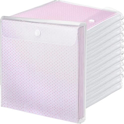 Henoyso 24 Pcs Scrapbook Paper Storage Organizer Plastic Clear,12 X 12 Inch