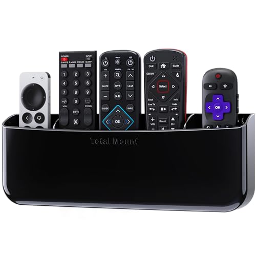 TotalMount Drop-Free Remote Holder – Removable Adhesive Strips – Pro Black - color: For 5 Or 6 Remotes – Premium Black