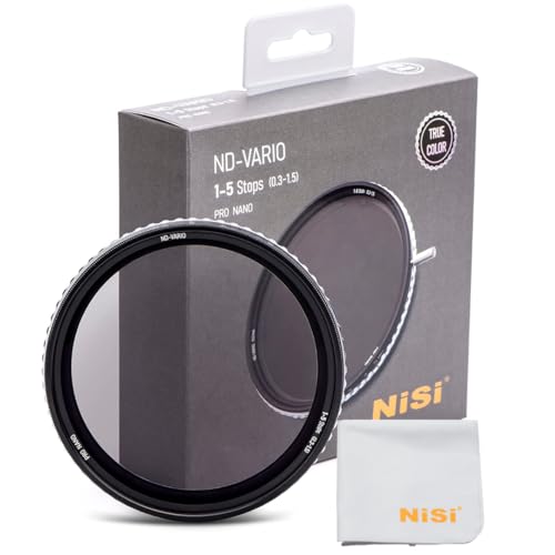 NiSi - 40.5mm True Color ND-Vario + Cleaning Cloth - Variable ND Filter 1-5 Stops (ND2-ND32), Dustproof and Waterproof Nano Coating Optical Glass, No Vignetting, w/Lens Filter Case and Lens Cap - size: 40.5mm, style: With Cloth