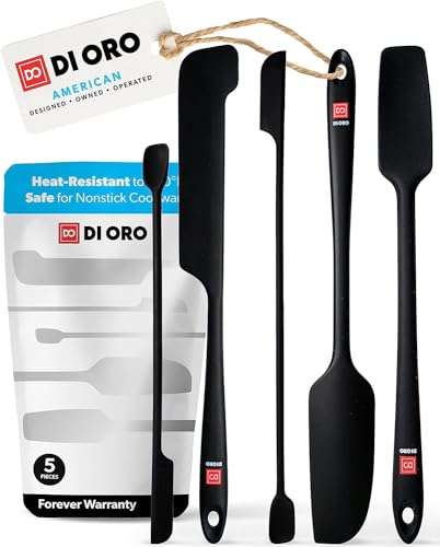 DI ORO Silicone Jar Spatula Set - 600F Heat Resistant, 5-Pc Black - color: Black