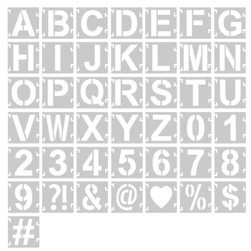 5 Inch Letter Stencils,43Pcs Reusable Letter Stencils for Painting - size: 5 inch