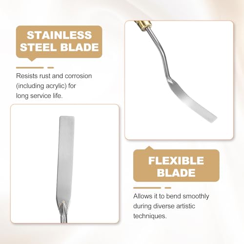 HARFINGTON 2pcs Palette Knife Painting Tool 2.56" x 0.67" Stainless Steel Teardrop Blade Spatula Painting Pallet Knives with Hole Beech Wood Handle for Acrylic Canvas, Red/Silver - size: 8.46" x 0.67" x 2.56"