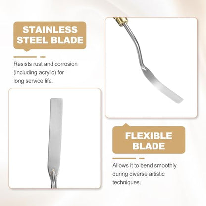 HARFINGTON 2pcs Palette Knife Painting Tool 2.56" x 0.67" Stainless Steel Teardrop Blade Spatula Painting Pallet Knives with Hole Beech Wood Handle for Acrylic Canvas, Red/Silver - size: 8.46" x 0.67" x 2.56"