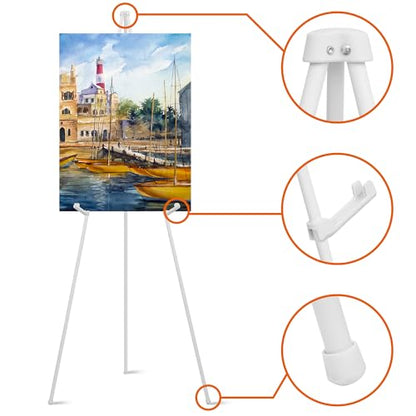 ARTASY 63" Easel Stand for Wedding Signs, White, 1 Pack with Carry Bag - color: White
