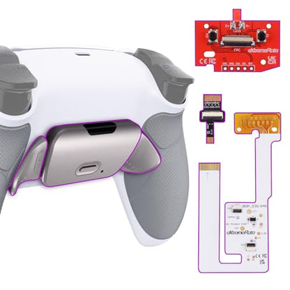 eXtremeRate Silver Real Metal Buttons RMB RISE V3 Remap Kit for PS5 Controller BDM-030 040 050, Gray Rubberized Grip White Bottom Shell Upgraded Programable Back Buttons Set for PS5 Controller - color: White