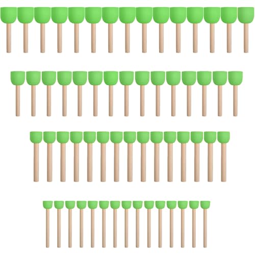 WAFJAMF 60 Pcs Round Sponges Brush Set 4 Sizes DIY Painting Tools Green - color: Green
