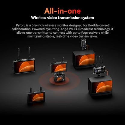 Hollyland Pyro 5 Wireless Transceiving Monitor + Pyro S Wireless Video Transmitter and Receiver Ecosystem - size: 5.5 inch - Pyro 5 & Pyro S