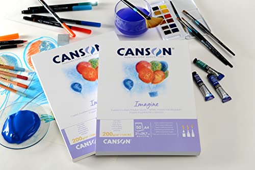 Canson Imagine Mixed Media 200gsm Paper, Natural White, A1 pad Including 25 Sheets - size: A1
