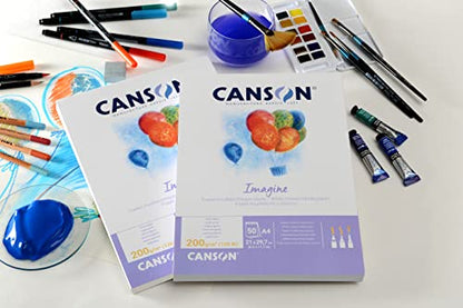 Canson Imagine Mixed Media 200gsm Paper, Natural White, A1 pad Including 25 Sheets - size: A1
