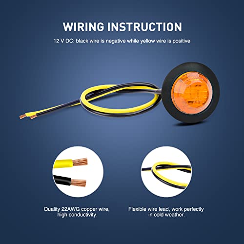 Nilight 50 PCS 3/4" Round Clearance LED Front Rear Side Marker Light - color: 50Pcs Amber