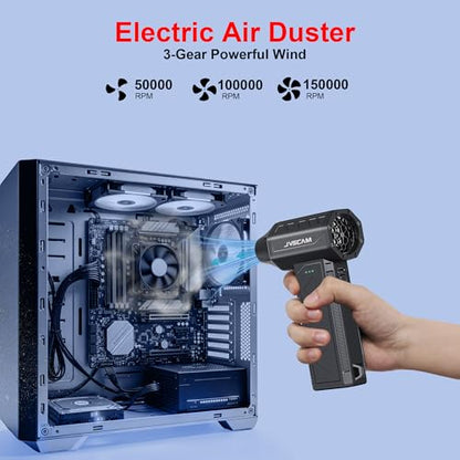 Compressed Air Duster&Vacuum Cleaner, 3-in-1 150000RPM Cordless Air Blower