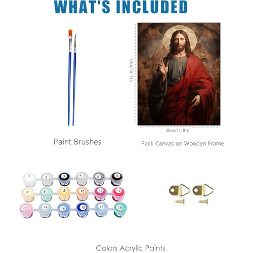 Jesus Paint by Numbers Kit for Adults Framed Canvas 12X16 in, Frameworkless - color: YH02811