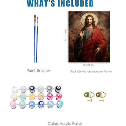 Jesus Paint by Numbers Kit for Adults Framed Canvas 12X16 in, Frameworkless - color: YH02811