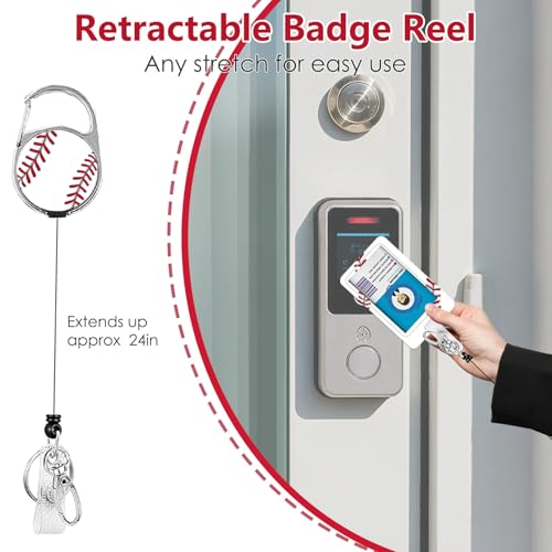 Baseball ID Badge Holder with Lanyard Vertical Card Cover Protector - color: Baseball
