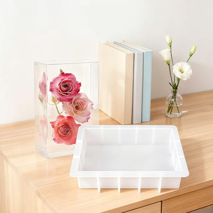 Large Rectangular Resin Molds 4PCS Epoxy Resin Casting Craft Mold Crystal Deep Casting Epoxy Mold for Flower Preservation Bookends DIY Art Home Décor, DIY Wedding Bouquets