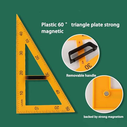Magnetic Geometry Tool, Protractor, Triangle Rulers Easy Attachment Blackboard Measurement Kit, Teacher Board Protractor Multi-Purpose Kit Large Teaching Aids (Four-Piece Set) - style: Four-piece set