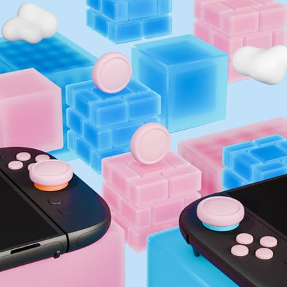 PlayVital Button Caps + Thumb Grip Set for Nintendo Switch 2, 2 Silicone Colorful ABXY Directional Button Covers & 2 Joystick Caps for Joycon - Pink - color: Pink