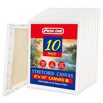 10-Pack 8x10 Stretched Canvas 100% Cotton for Acrylic & Oil - size: 10PK - 8"x10"