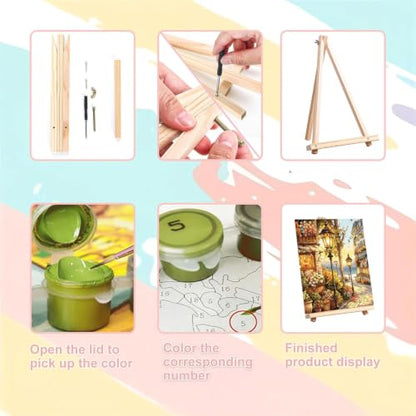 3 Pack Landscape Paint by Numbers Kit for Adults with Frame-Wooden Ease - color: 3 Pack Landscape