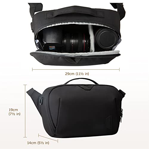 BAGSMART Canvas Camera Bag, Water-resistant Anti-Theft Women Men, Black