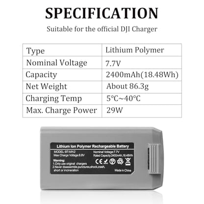 2 Pack Mini 2 Series Intelligent Flight Battery for DJI Mini 4K, Mini 2 SE, Mini 2, Mini SE with Extended Capacity 2400mAh-7.7V Max.31 Mins Flying for Drone Replacement - color: 2 Pack