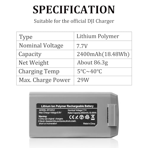 2 Pack Mini 2 Series Intelligent Flight Battery for DJI Mini 4K, Mini 2 SE, Mini 2, Mini SE with Extended Capacity 2400mAh-7.7V Max.31 Mins Flying for Drone Replacement - color: 2 Pack