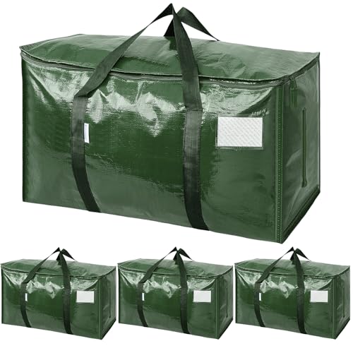TICONN 4 Pack Extra Large Moving Bags Heavy Duty with Zippers & Carrying Handles, Durable Storage Bags Moving Boxes for Closet Organizers and Storage (4 Pack, Olive) - color: Olive, size: 4 Pack