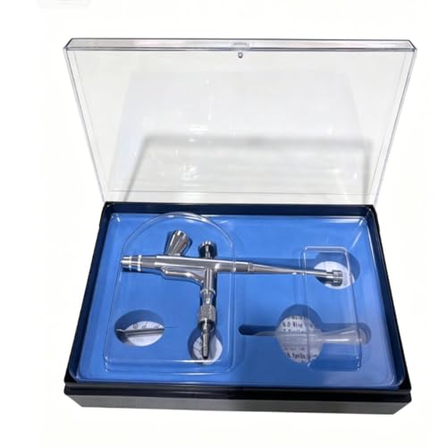 0.2mm 2cc Gravity Feed Dual Action Airbrush Kit, Silver, with Dropper and Wrench for Nail Art Body Paint