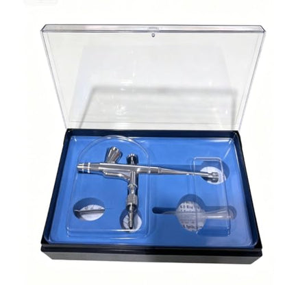 0.2mm 2cc Gravity Feed Dual Action Airbrush Kit, Silver, with Dropper and Wrench for Nail Art Body Paint