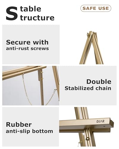 DJAR 63" Wooden Easel Stand for Sign, Adjustable Height, Gold - color: Gold, size: 1pc