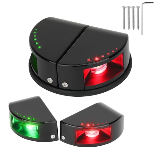 RVZONE 2‑in‑1 Red‑Green LED Boat Navigation Light, IP67 Waterproof (Black)