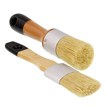 U.S. Art Supply 2-Piece Oval and Round Chalk, Wax and Stencil Brushes