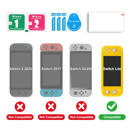 Gepicest Switch Lite Case Compatible with Nintendo Switch Lite w/Screen Protector&6 Thumb Grips Joystick Caps, Incl. Clear Protective Case Cover, Rubber Button Caps 5.5" - size: 5.5''