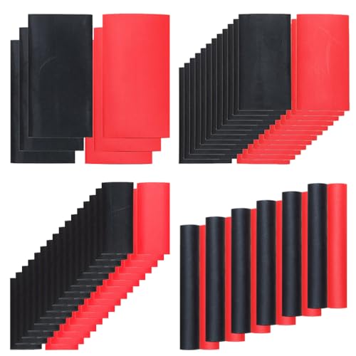 74PCS 1 3/4 1/2 3/8 Inch 3:1 Heat Shrink Tubing Assortment Kit Double-Wall Adhesive Lined Marine Grade Industrial Heat-Shrink Wrap Wire Tubing Black Red - color: 74pcs(Φ1~3/8"), Black&Red, size: Assortment Kit