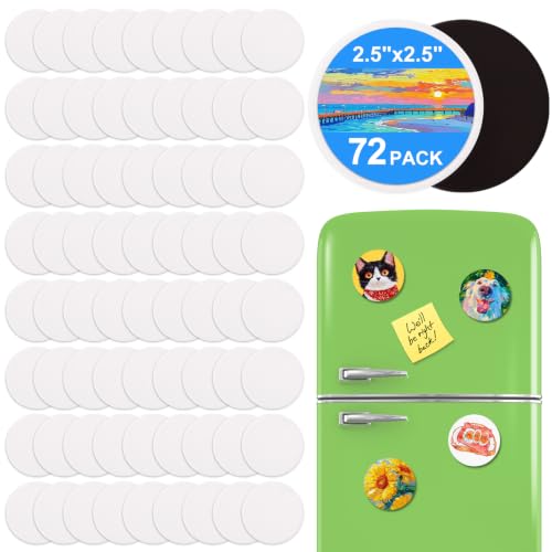 72Pack 2.5x2.5IN Round Mini Canvas Magnets, Small Magnetic Paint Canvas - size: 2.5 x 2.5 in (72 Pack)