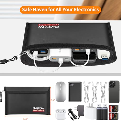 ENGPOW Fireproof Organizer Travel Safe Bag, Portable Electronic Carry Case - size: 10.6'' x 6.7''
