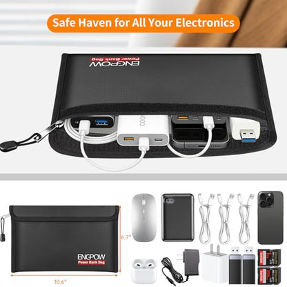 ENGPOW Fireproof Organizer Travel Safe Bag, Portable Electronic Carry Case - size: 10.6'' x 6.7''