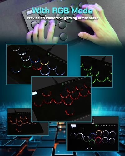 Sehawei Haute42 All Metal Arcade Stick 13Keys All-Button Controller - color: M13 Black