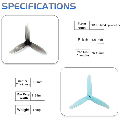 GEMFAN 3016 3-Blade 3inch Propeller Props for FPV Drone(Gray+Blue) - color: Gray+blue