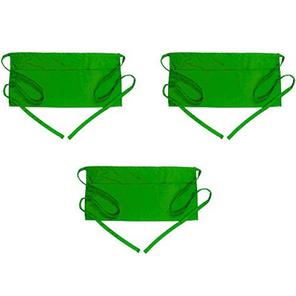 BOHARERS Waist Apron with 3 Pockets 3 Pack - Green Waitress Server Short Apron - color: 3 Pack Green
