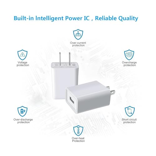 USB Wall Charger FOBSUNLAND ®. USB Wall Plug 5V 2A AC Power Adapter Compatible with iPhone,Pad,Samsung,Tablet,Kindle and More (White 2pack)