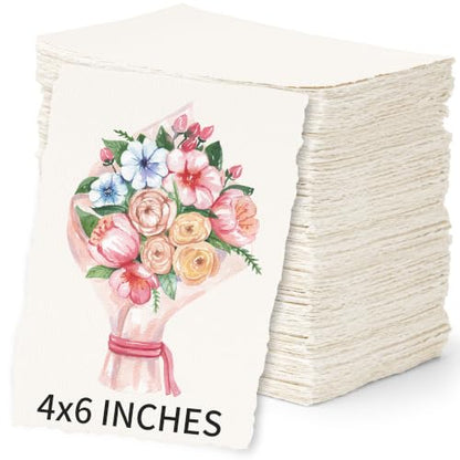 200 Sheets White Watercolor Paper 4x6 Inch Cotton Handmade Deckled Edge - color: White, size: 4x6in