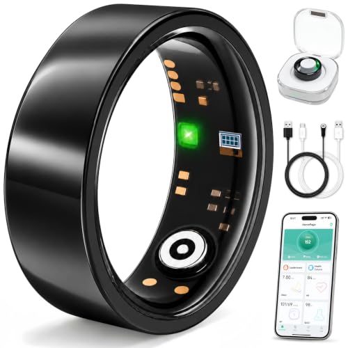Smart Ring for Women & Men, Sleep and Stress Fitness Tracker (Black 7) - color: Black, size: 7