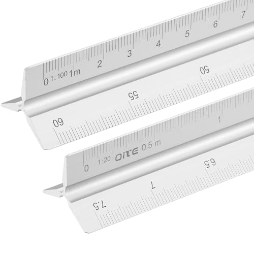 YOKIVE 2Pcs Metric Engineer Scale Ruler, (13 Inch, Silver) - color: Silver
