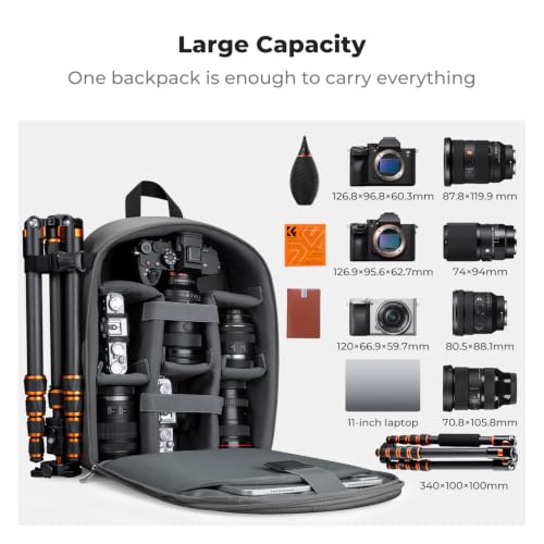 K&F CONCEPT Camera Backpack, DSLR/SLR/Mirrorless Photography Camera Bag - color: 06-gray