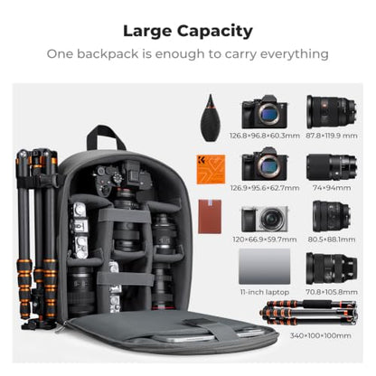 K&F CONCEPT Camera Backpack, DSLR/SLR/Mirrorless Photography Camera Bag - color: 06-gray